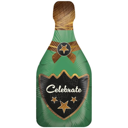 Globo de helio verde «Celebrate» con forma de botella de champán, vacío, 80 cm