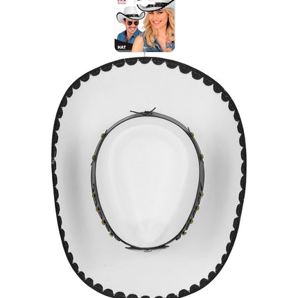SOMBRERO DE VAQUERO CON TORO, FIELTRO BLANCO
