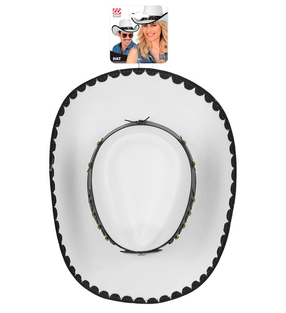 SOMBRERO DE VAQUERO CON TORO, FIELTRO BLANCO