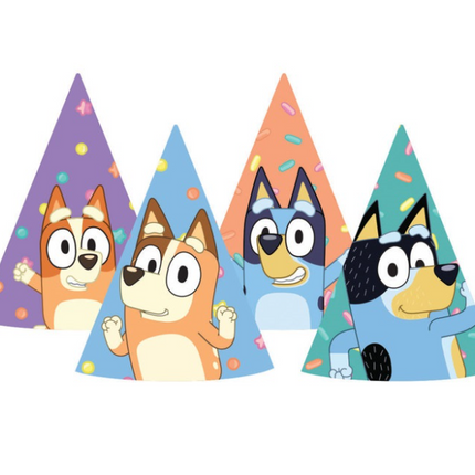 8 GORROS DE FIESTA DE BLUEY