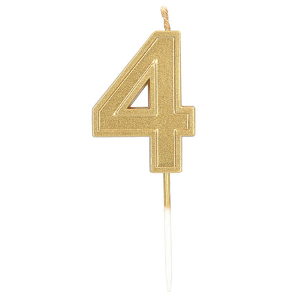 Vela Elegant «4» dorada con palito (3 x 4,2 x 0,7 cm)