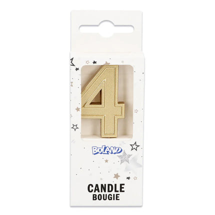 Vela Elegant «4» dorada con palito (3 x 4,2 x 0,7 cm)