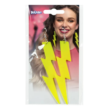 Par de pendientes Flash amarillo neón UV