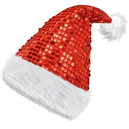 GORRO SANTA FELPA Y LENTEJUELAS ROJO