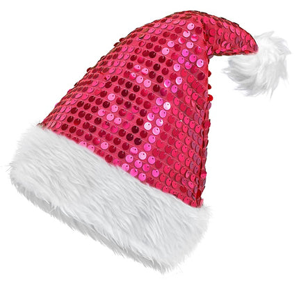 GORRO SANTA FELPA Y LENTEJUELAS ROSA