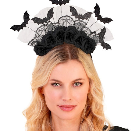 DIADEMA MURCIÉLAGOS Y ROSAS NEGRAS
