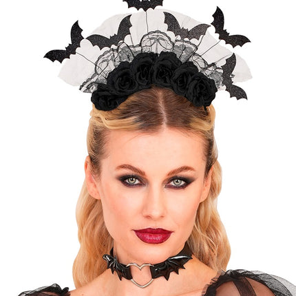 DIADEMA MURCIÉLAGOS Y ROSAS NEGRAS