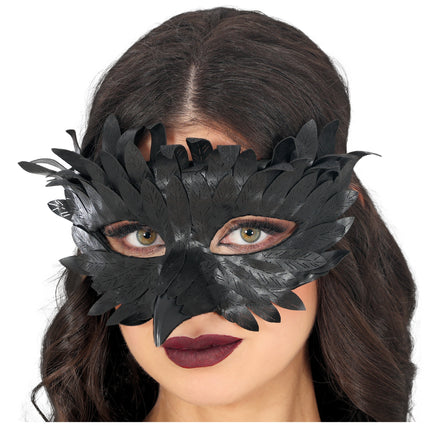 Máscara Ocular Negra Con Plumas