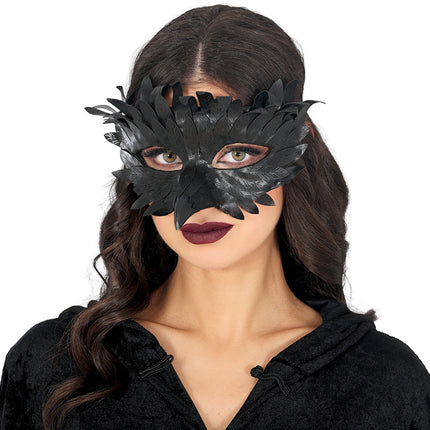 Máscara Ocular Negra Con Plumas