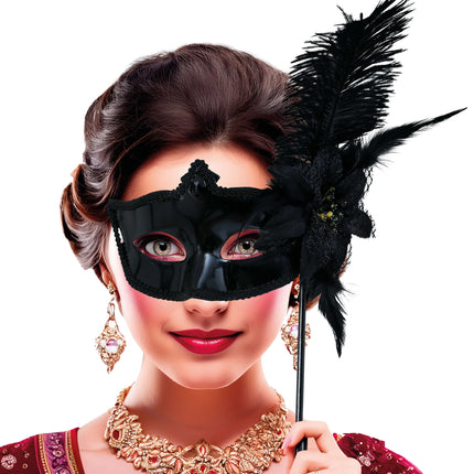 Máscara negra con palo, adulto