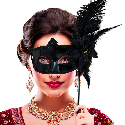 Máscara negra con palo, adulto