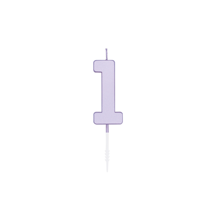 Vela de 1 año, color lila, 4,5 cm