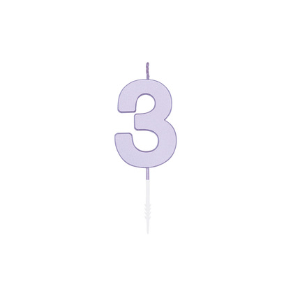Vela de 3 años, color lila, 4,5 cm
