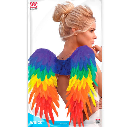 ALAS DE PLUMA ARCO IRIS PLEGABLES 50 X 50 CM