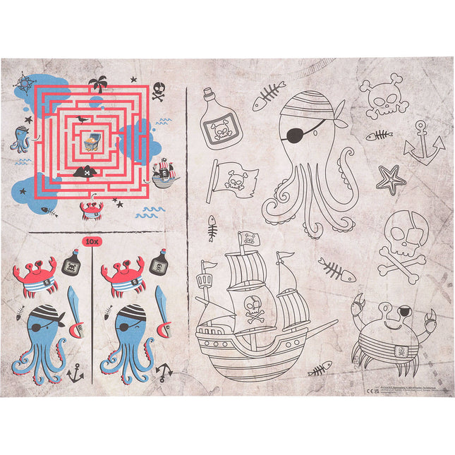 Salvamanteles Pirata Con Actividades 40cm 6pcs