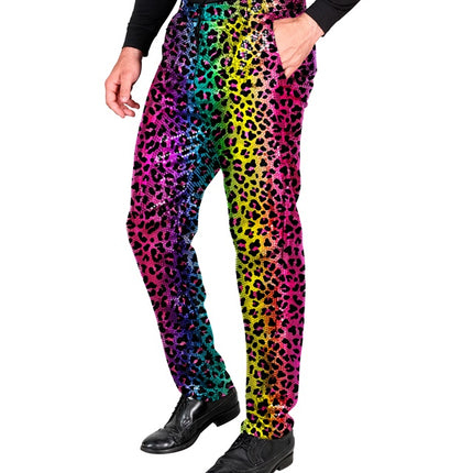 PANTALÓN LENTEJUELAS LEOPARDO ARCO IRIS