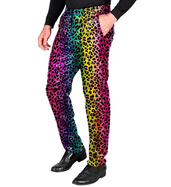 PANTALÓN LENTEJUELAS LEOPARDO ARCO IRIS