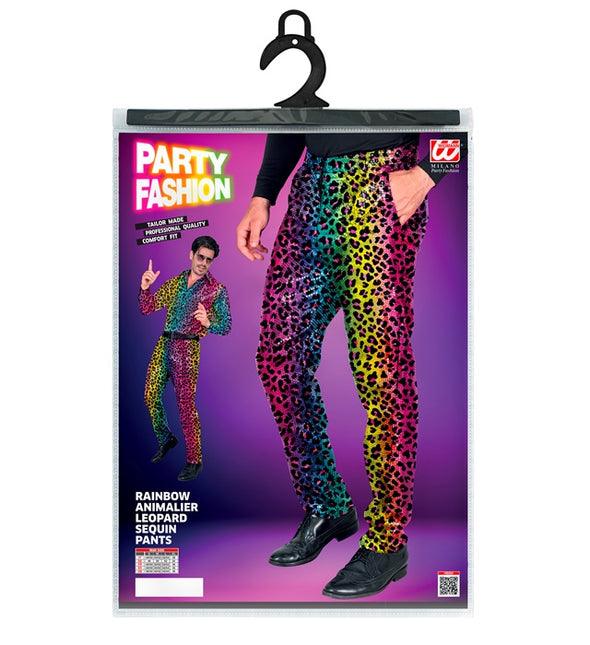 PANTALÓN LENTEJUELAS LEOPARDO ARCO IRIS