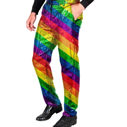 PANTALONES DE LENTEJUELAS ARCO IRIS
