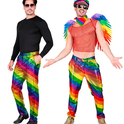 PANTALONES DE LENTEJUELAS ARCO IRIS