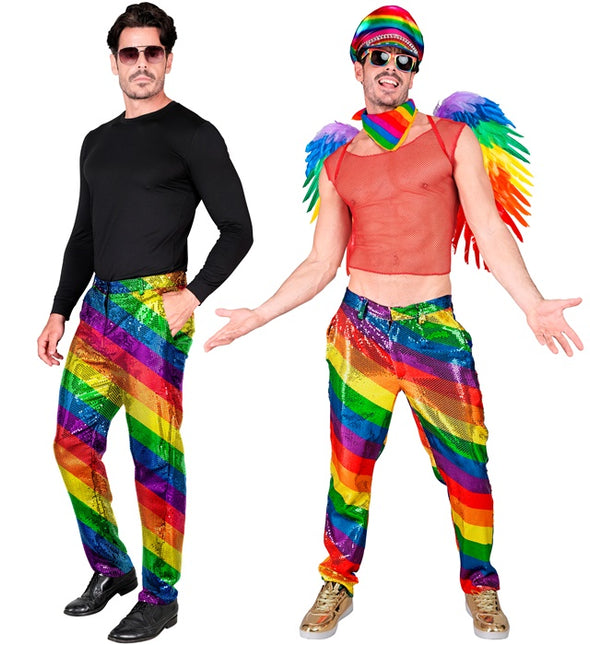 PANTALONES DE LENTEJUELAS ARCO IRIS