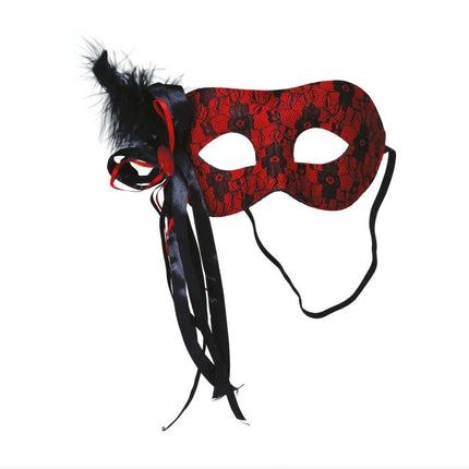 Máscara Ojos Negro Rojo Pluma