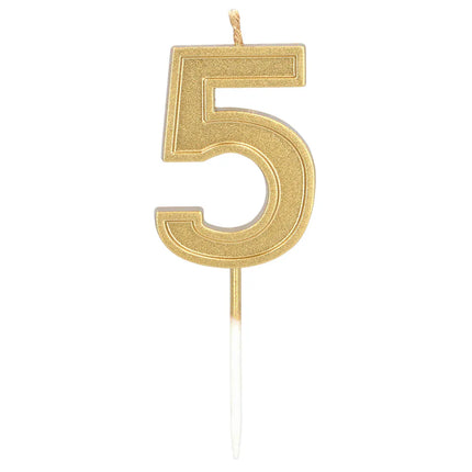 Vela Elegant «5» dorada con palito (3 x 4,2 x 0,7 cm)