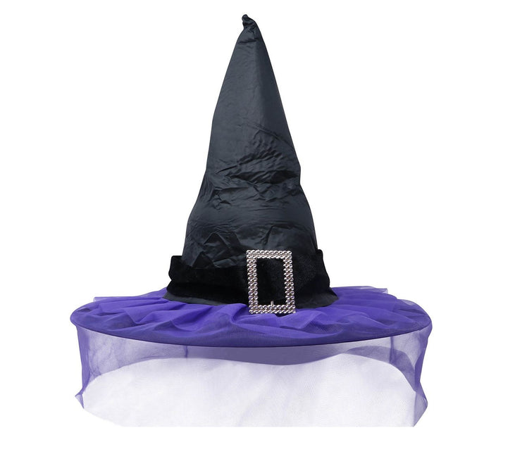 Halloween Sombrero de Bruja Velo Morado