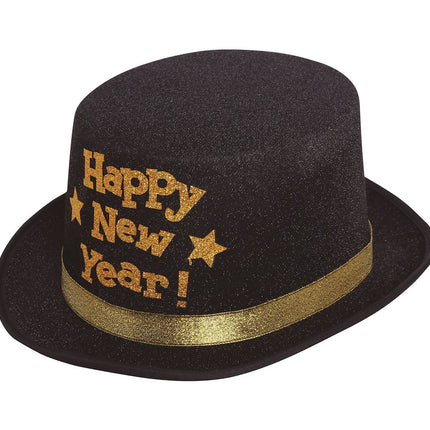 Sombrero Feliz Año Nuevo Oro Negro