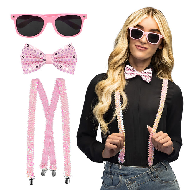 Conjunto Lentejuelas rosa claro