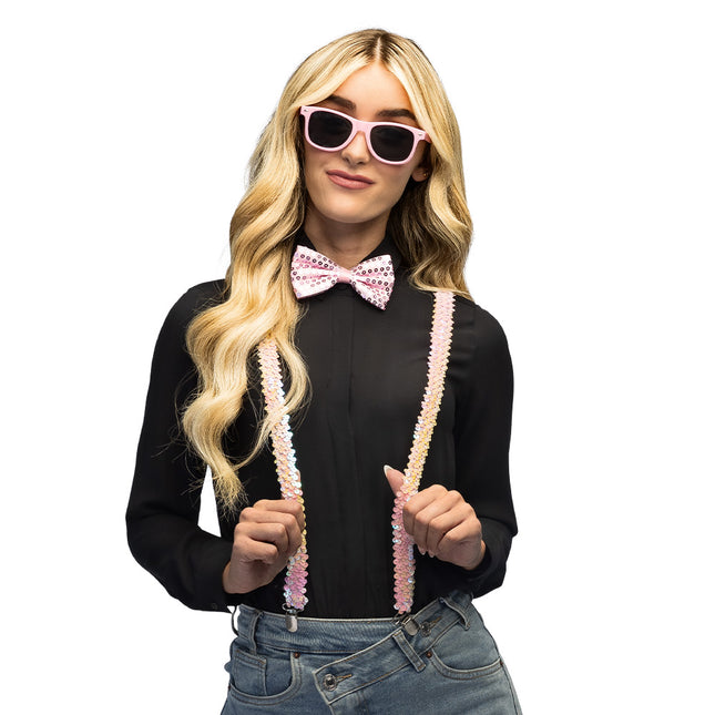 Conjunto Lentejuelas rosa claro