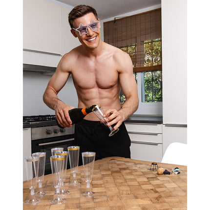 Juego de 4 copas de plástico brillantes plateadas