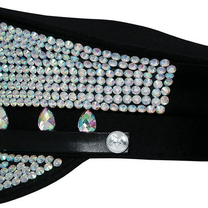 Gorra de policía negra con purpurina plateada