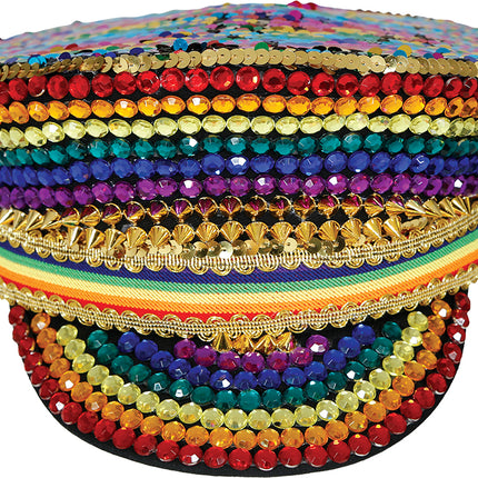 Gorra arcoíris con purpurina