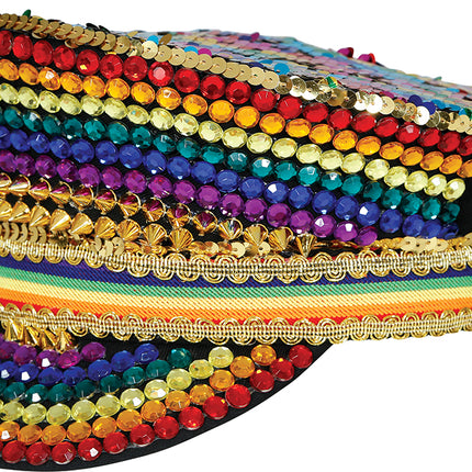 Gorra arcoíris con purpurina