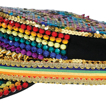 Gorra arcoíris con purpurina