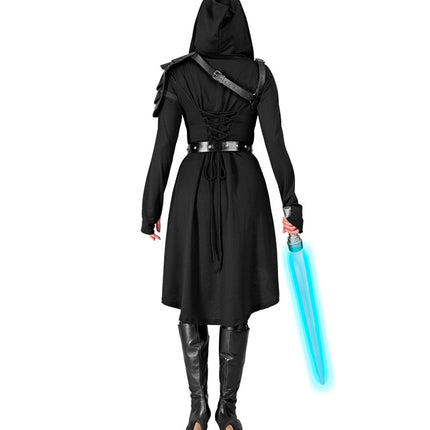 Vestido gótico medieval negro con capucha