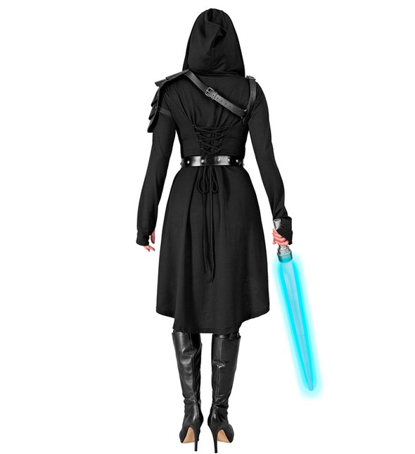Vestido gótico medieval negro con capucha