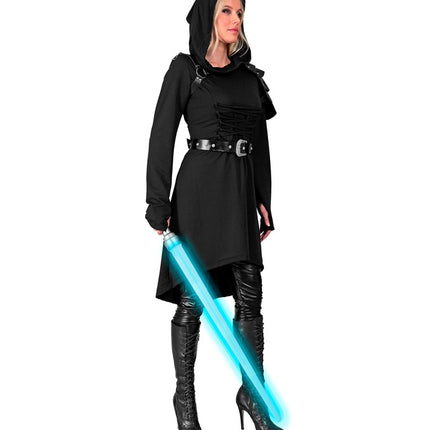 Vestido gótico medieval negro con capucha