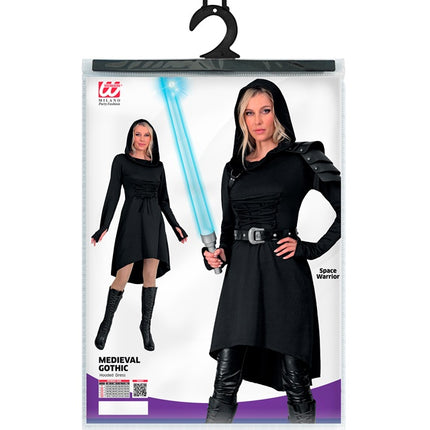 Vestido gótico medieval negro con capucha