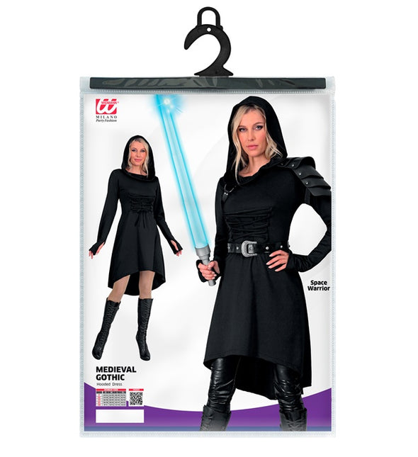 Vestido gótico medieval negro con capucha