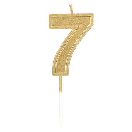 Vela Elegant «7» dorada con palito (3 x 4,2 x 0,7 cm)