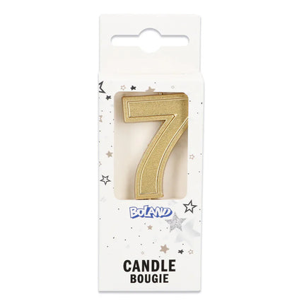 Vela Elegant «7» dorada con palito (3 x 4,2 x 0,7 cm)