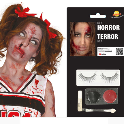 Set de maquillaje Vampiro Negro Rojo 4 piezas