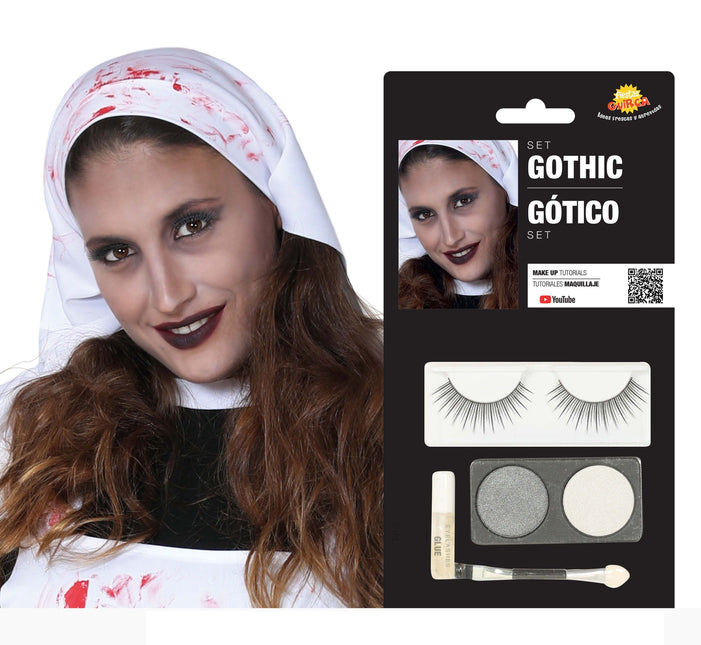Set de maquillaje Goth Plata Blanco 4 piezas