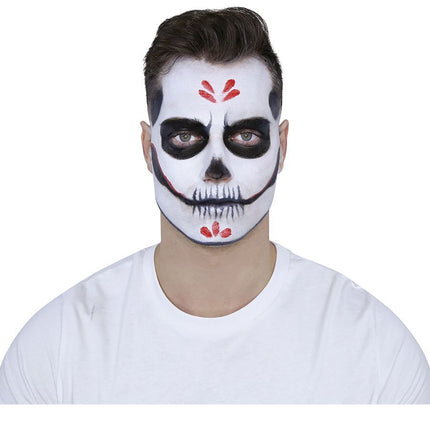 Set de Maquillaje Día de los Muertos Negro Rojo 8 piezas