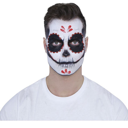 Set de Maquillaje Día de los Muertos Negro Rojo 8 piezas