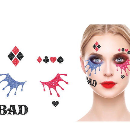 Pegatinas Cara Harley Quinn Purpurina 20cm