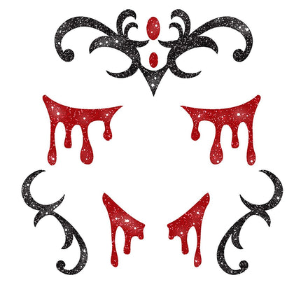 Pegatinas Cara Halloween Vampiro Purpurina 20cm