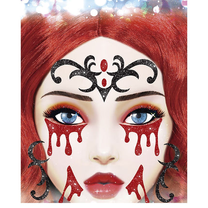 Pegatinas Cara Halloween Vampiro Purpurina 20cm
